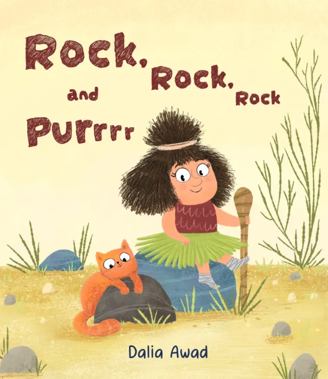 Dalia Awad illustration of a child and orange cat by the riverside
