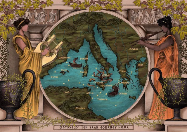 Misha Chernov's illustrated map of Odysseus's ten-year journey home
