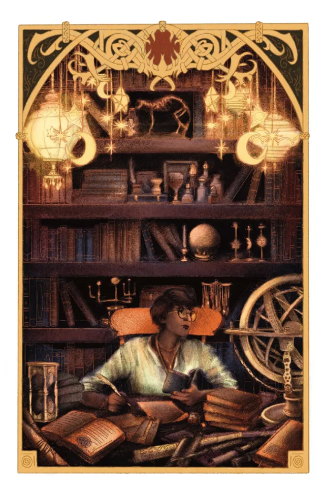 Misha Chernov illustration of a scholar in an ornate magical study