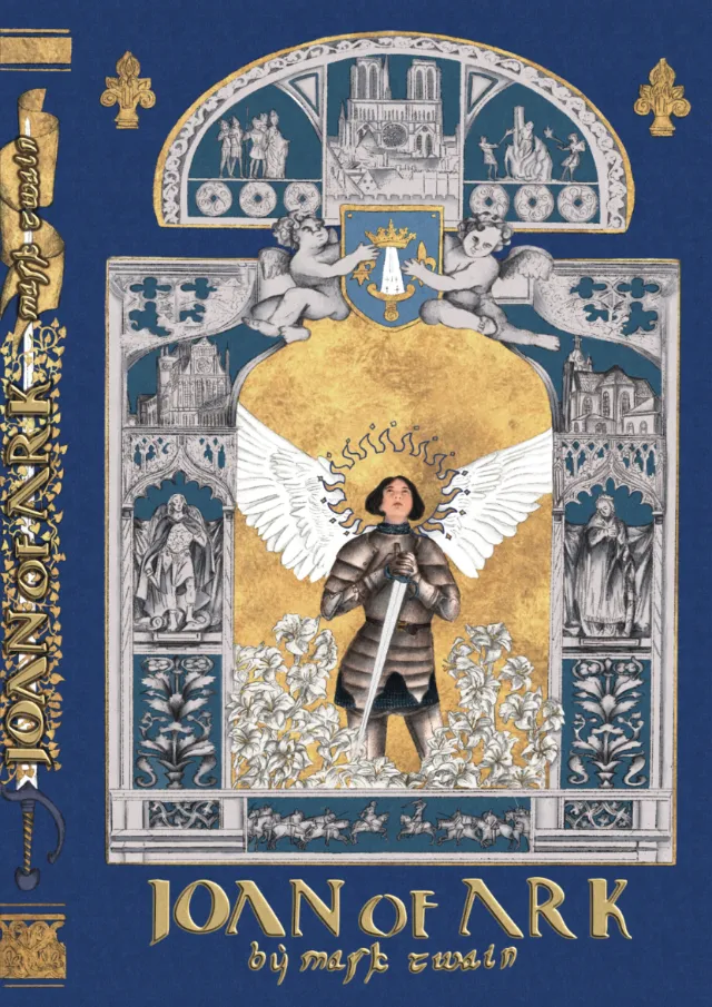 Misha Chernov's ornate Joan of Arc book cover by Mark Twain