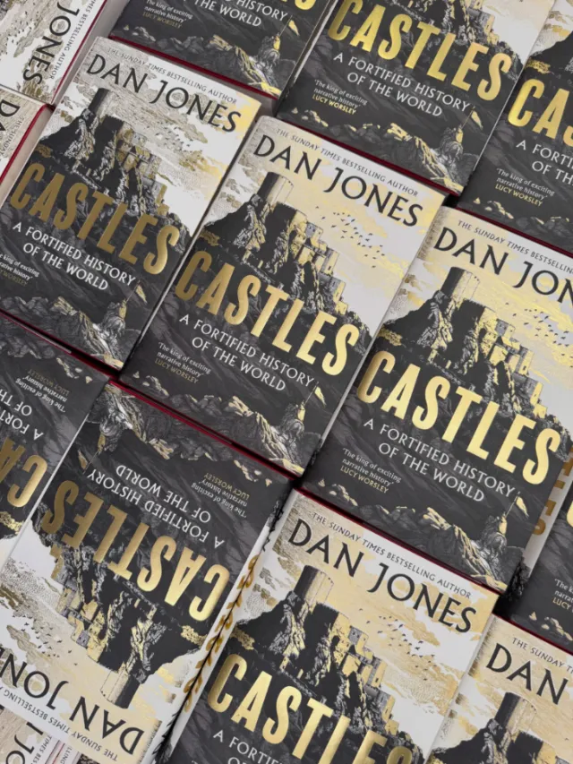 Studio Duco photograph of Castles book covers arranged in a pile