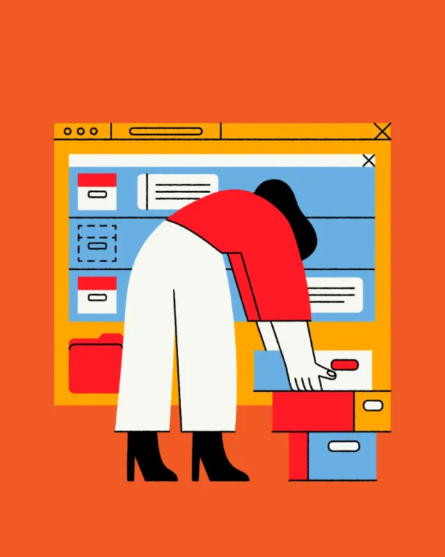 Joseph Carrington illustration of a person working at a computer