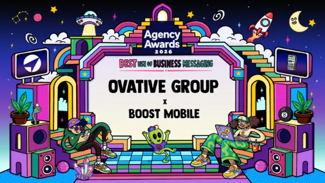 Colorful Daniel Sulzberg illustration featuring Ovative Group and Boost Mobile