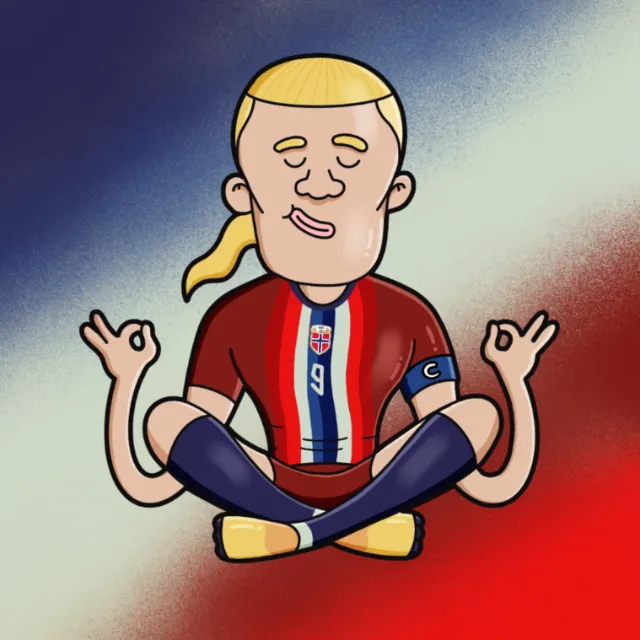Daniel Sulzberg cartoon of a soccer player meditating cross-legged