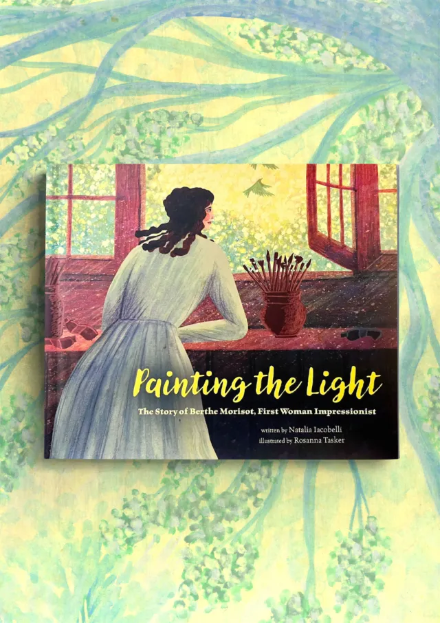 Painting the Light book cover by Rosanna Tasker, showing a woman painting indoors.