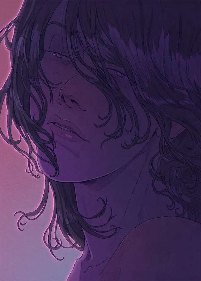 Mart Lett's lilac portrait of a thoughtful girl