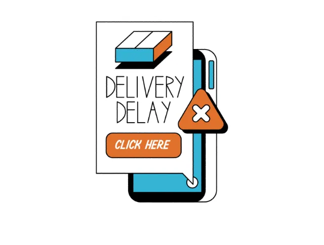 Joseph Carrington illustration of a smartphone showing a delivery delay notice