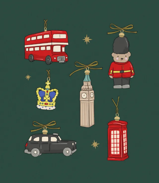 London Christmas ornaments illustrated by Megan McKean