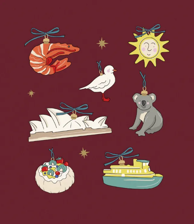 Sydney Christmas ornaments illustrated by Megan McKean