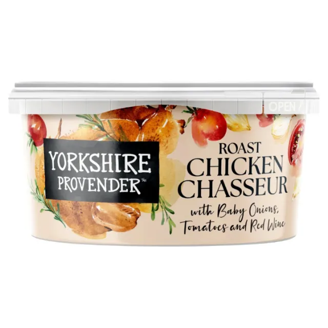Yorkshire Provender packaging illustrated by Enya Todd, showing chicken and vegetables