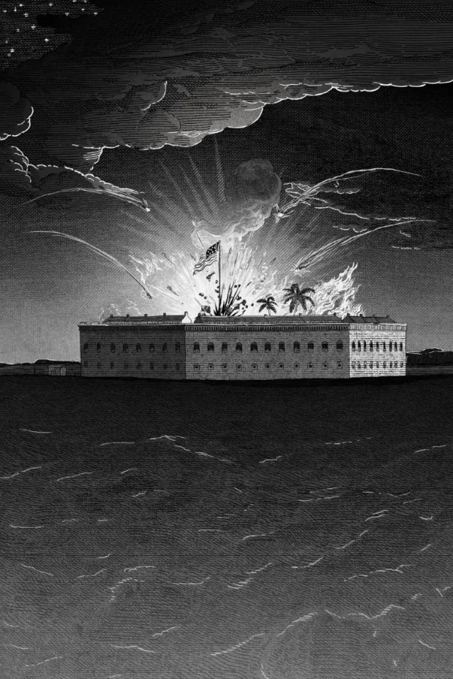 Studio Duco artwork of a rectangular building beneath storm clouds and a glowing horizon