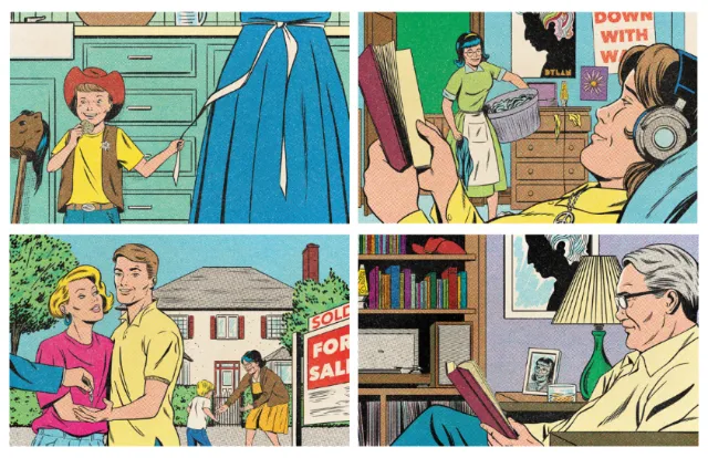 Four-panel Boomer life comic illustration by Joseph McDermott