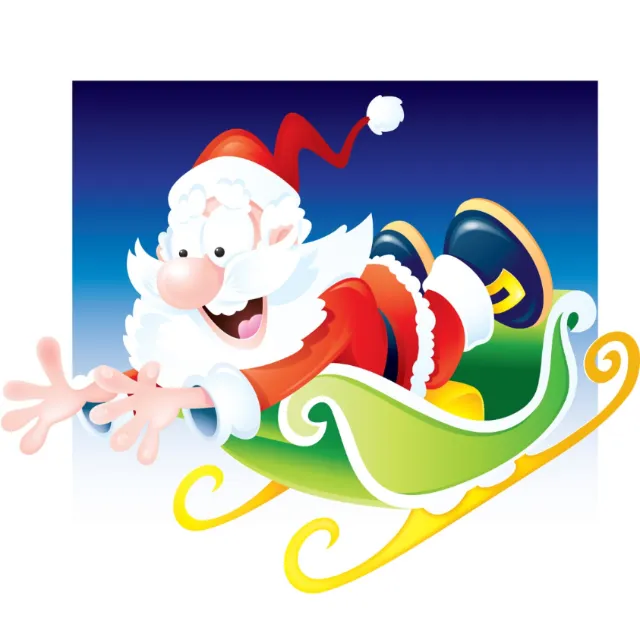 children sliding santa