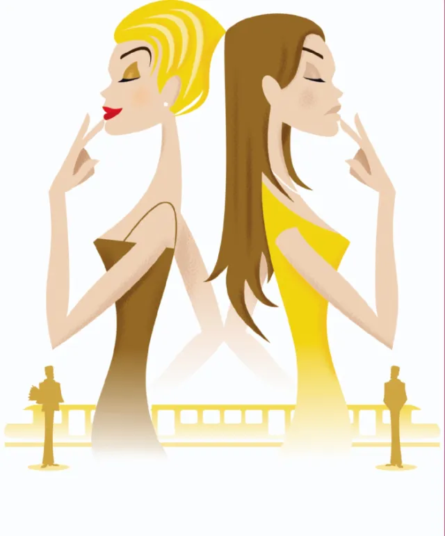 Computer Generated two woman and train
