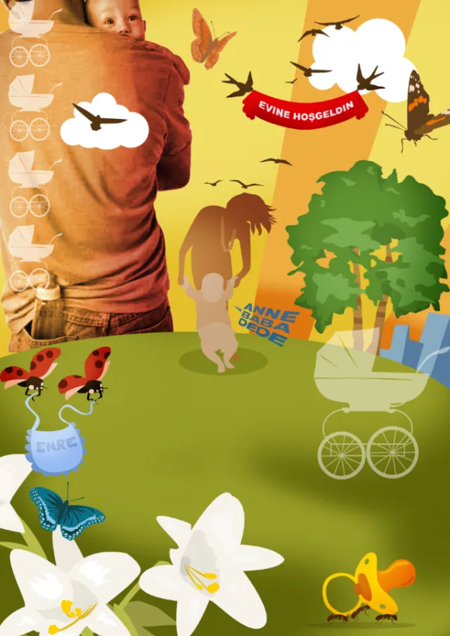 Collage of parents and baby