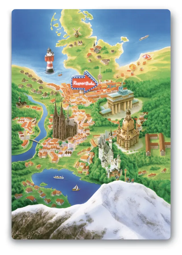 Colorful illustrated map of central Europe with castles and landmarks by Kai Klimiont