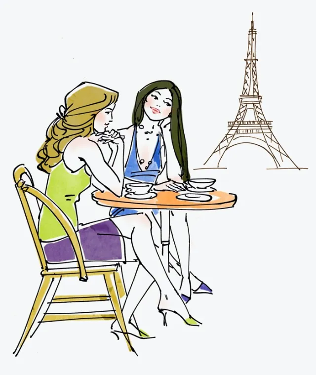 Two Girls In Front Of Eiffel
