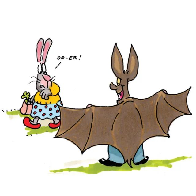 Cartoon of flashing bat - An illustration by Gray Jolliffe