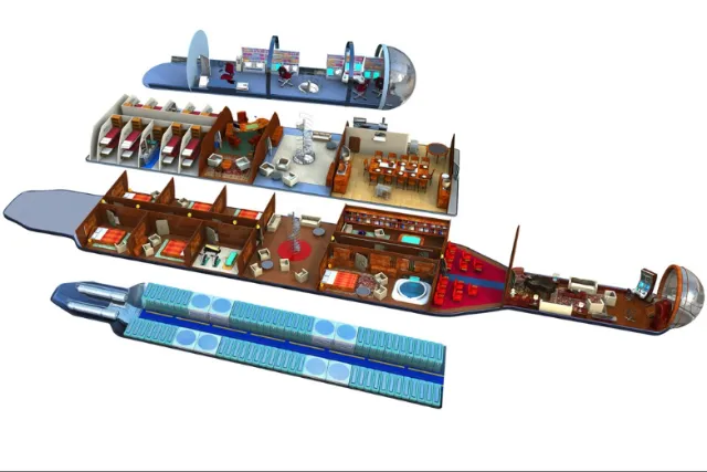 Cutaway view of submarine interior compartments and decks by RIVE GAUCHE