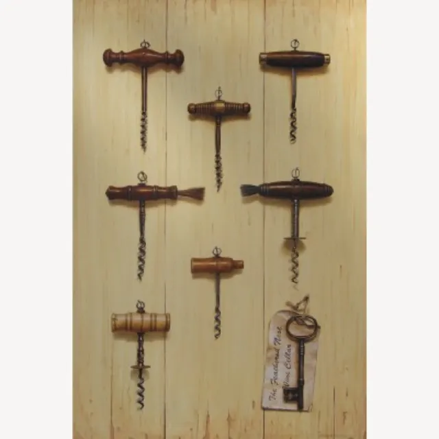 Oil painting of Trompe l'oeil corkscrew