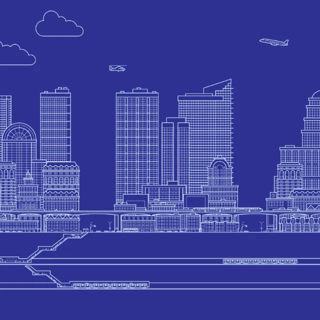 Infographic illustration of city blue print