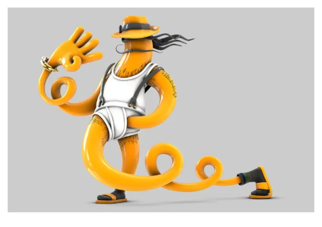 3d orange character