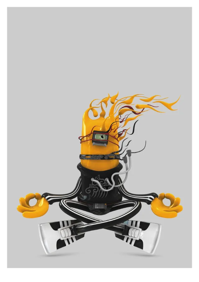 3d meditating character
