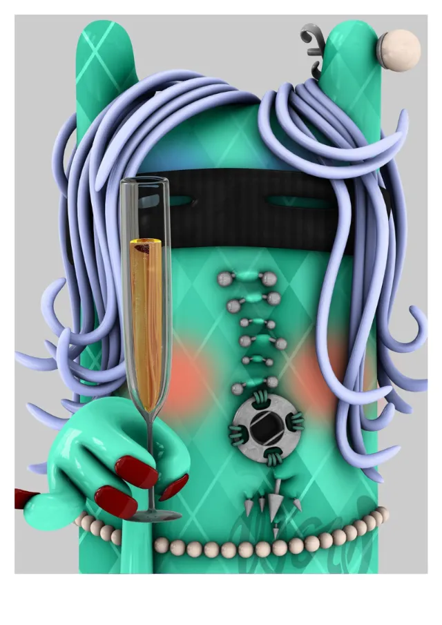 3d girl with drink