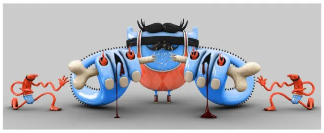 3d blue character