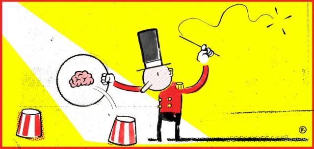 Magician with popcorn box