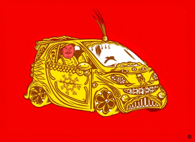 Graphic golden car
