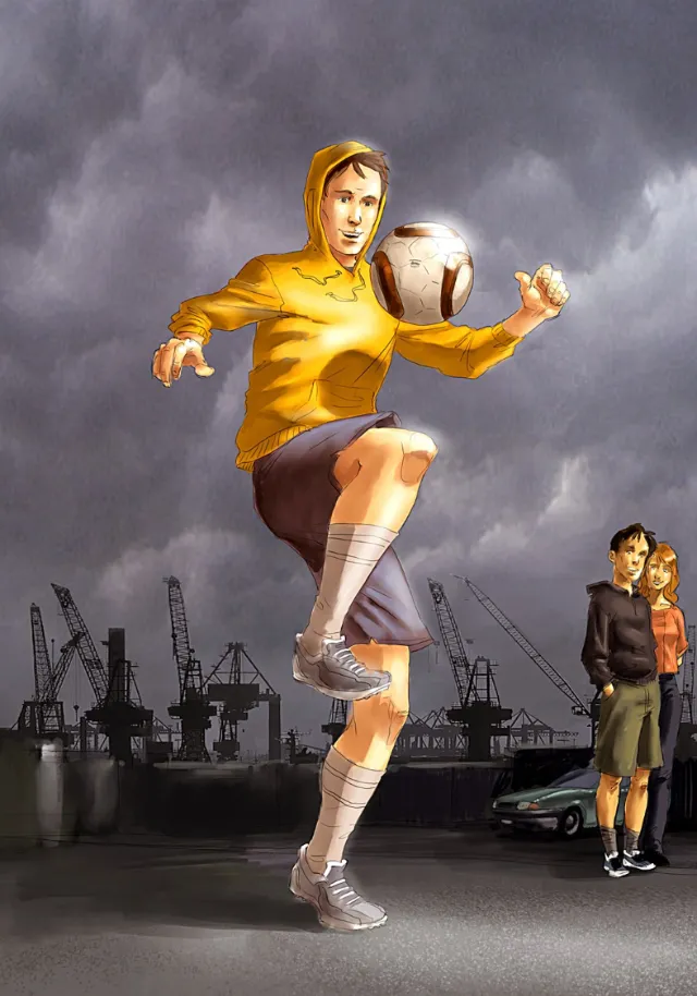 illustration of boy playing football