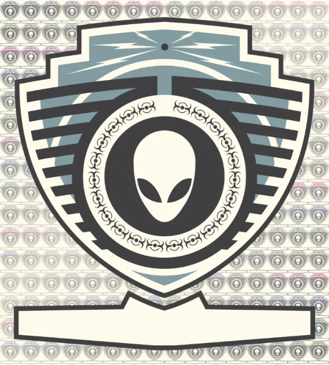 Graphic alien badge