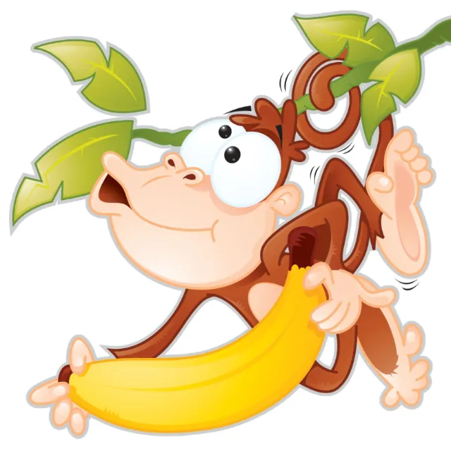 Digital Illustration of monkey with banana