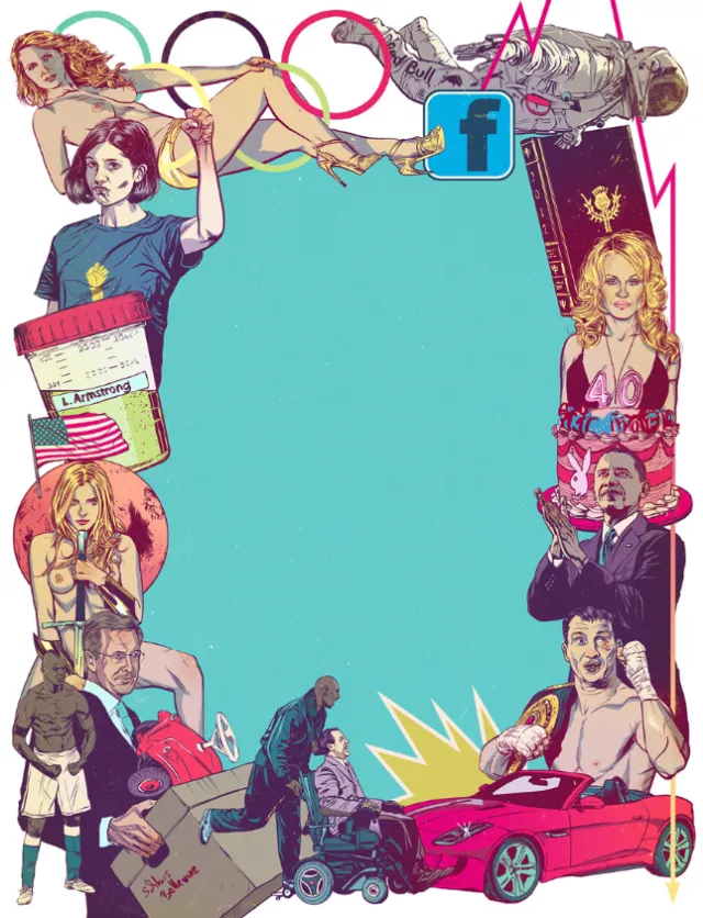 Pop culture collage with iconic figures and retro elements by POW!!!