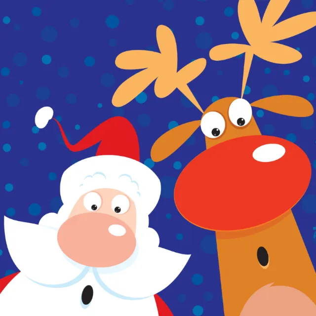 Digital Illustration of santa and reindeer