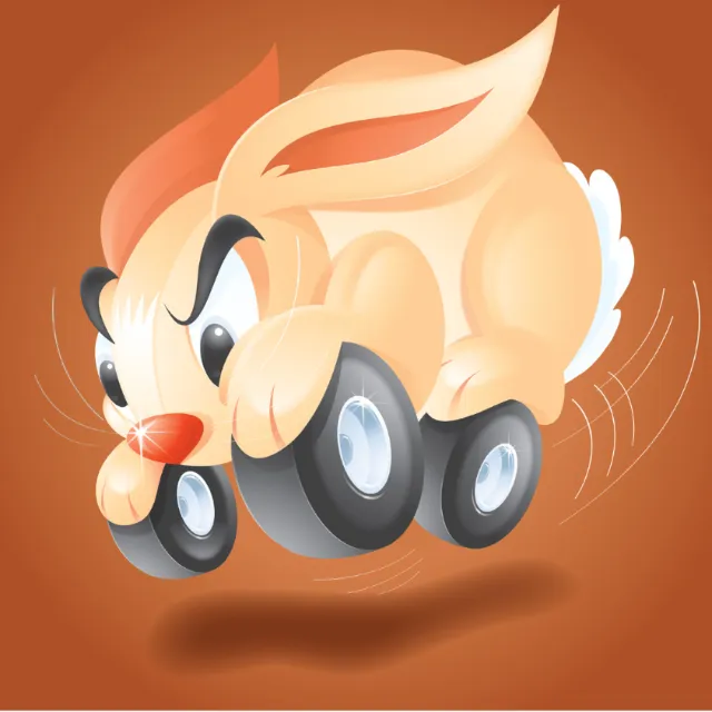 Digital Illustration of bunny with wheels