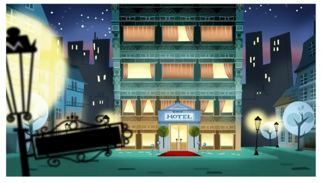 Graphic architecture illustration of hotel