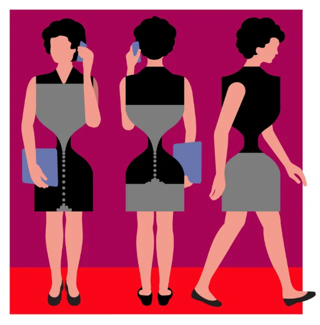 Vector illustration of woman in gray and black dress by Klaus Meinhardt
