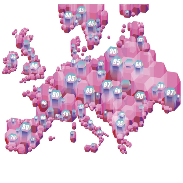 3D polygonal Europe map with numerical data by Tobias Wandres