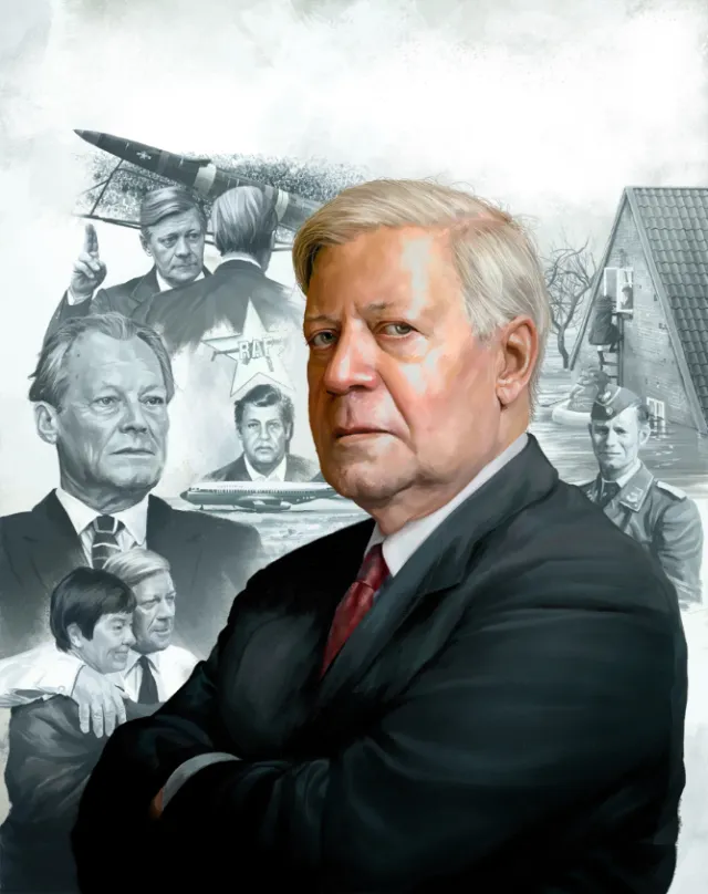 Portrait of older man with historical figures background by POW!!!