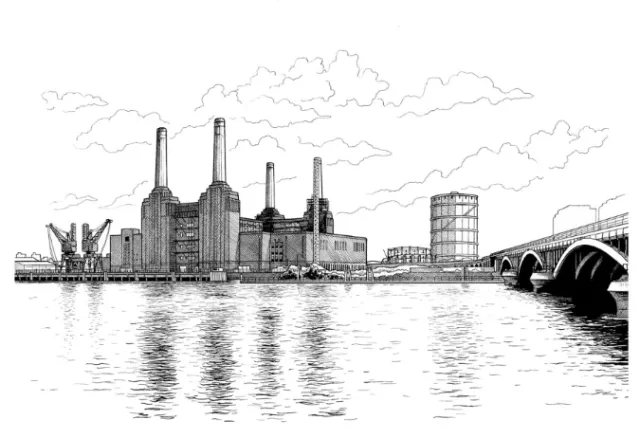 Black & White Sketch of Battersea Power Station