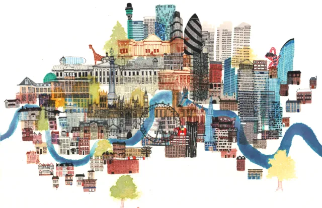 London architecture illustration by Jennifer Maravillas