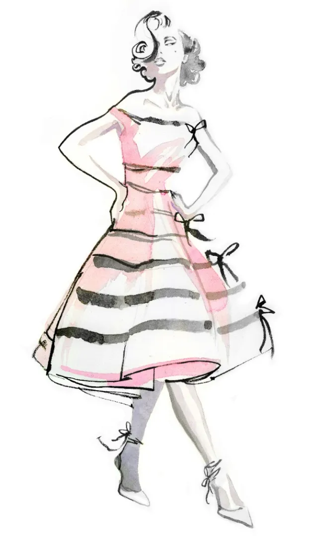 Fashion watercolor painting illustration of a woman