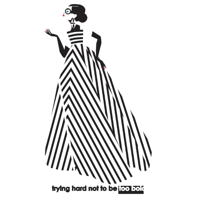 Stylish woman in black and white striped dress by Yordanka Poleganova