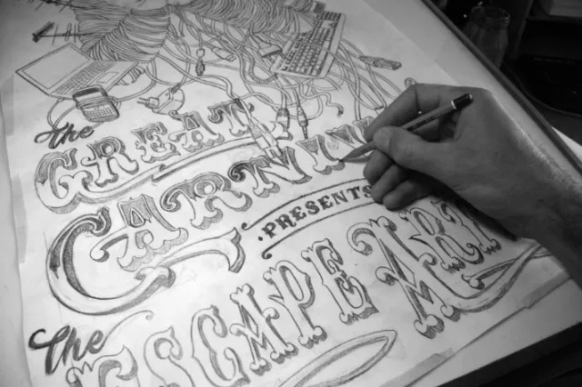 Pencil lettering of great carnival