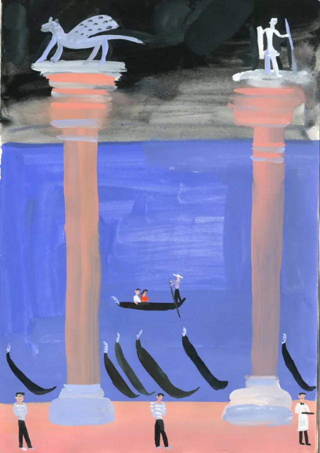 Venice at night watercolor art
