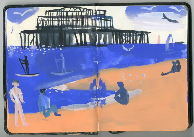 Brighton Beach watercolor art