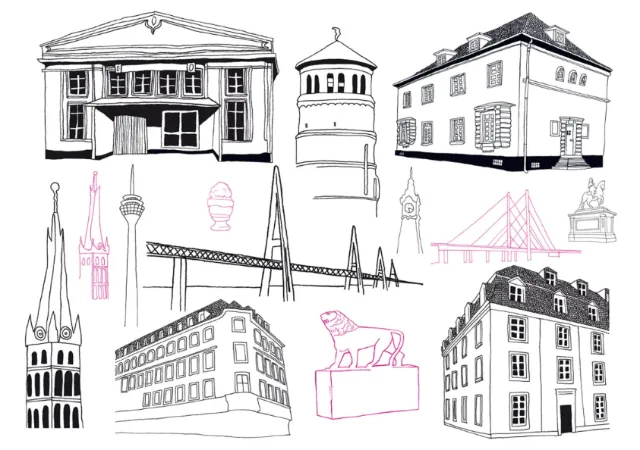 Line art building architecture