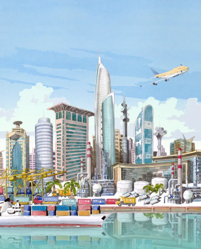 Illustration of skyline of Dubai
